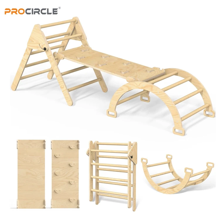 ZF-W0829 Climbing Frame Triangle for Kids Toddlers Rock with ramp - Montessori Climber Ladder Slide - Learning Climbing Toys