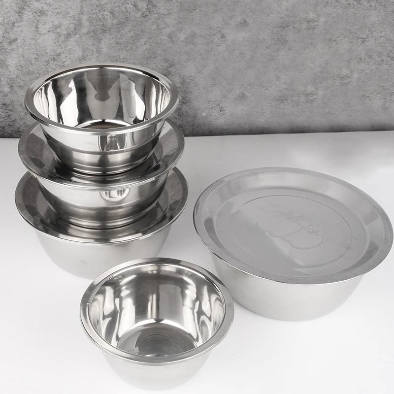 Factory Wholesale Stainless Steel Bowl With Cover  Steel Basin For Food