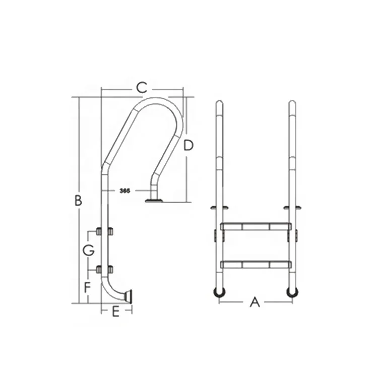Fenlin factoruy supply 2 step 3 step stainless steel 304 swimming pool ladder