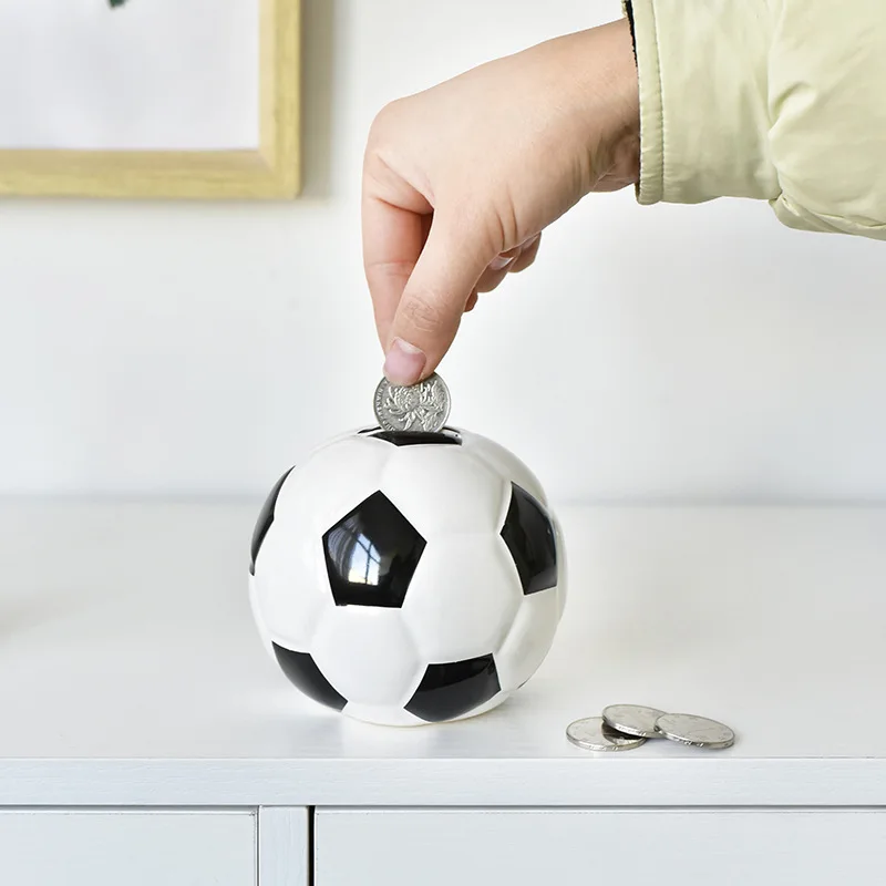 Wholesale Saving Box Money Bank Custom Coin Bank Football Shaped Ceramic Money Box
