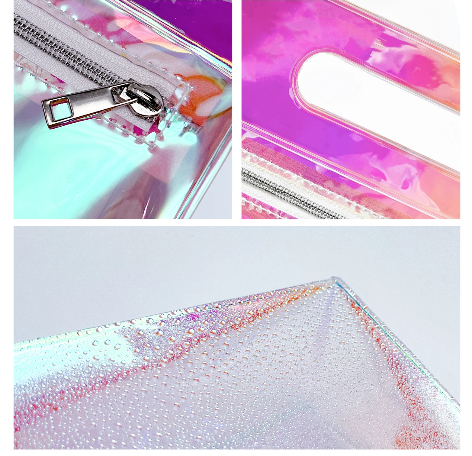 Holographic Illusion PVC Cosmetic Bag Waterproof Travel Wash Bag Beauty Makeup Bags With Custom Logo