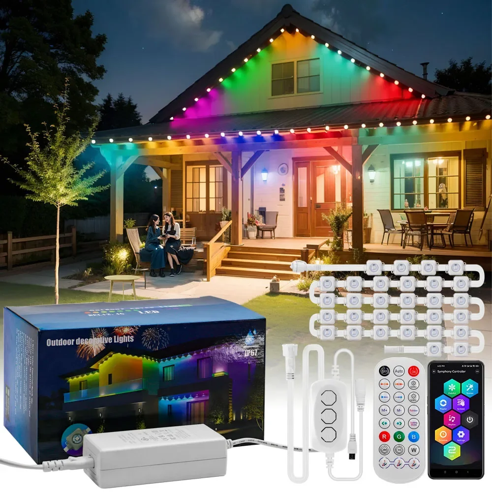 2024 Pixel Lights Christmas Colorful House Eaves Light Decorative Lamp House Eaves Light