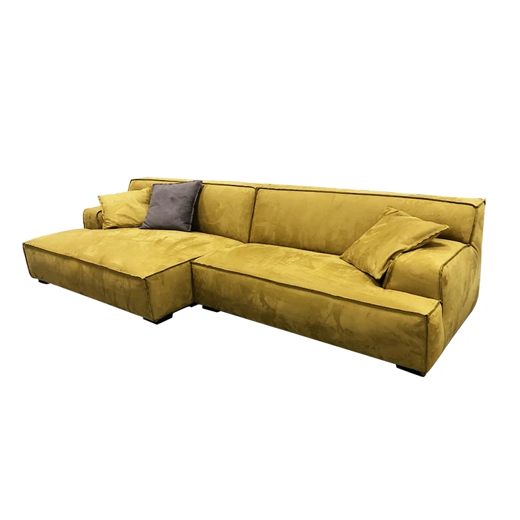 Italian Design Quality Fabric Sofa L Shape High Density Foam Wooden Structure Sectional Style