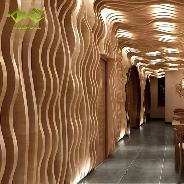 wooden interior aluminum curtain decoration hotel wall cladding panel