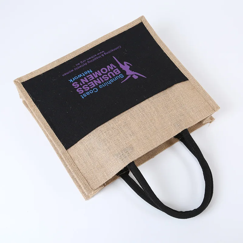 High Quality Custom Logo Large Natural Eco Friendly Plain Hemp Shopper Burlap Jute Tote Bag for Shopping