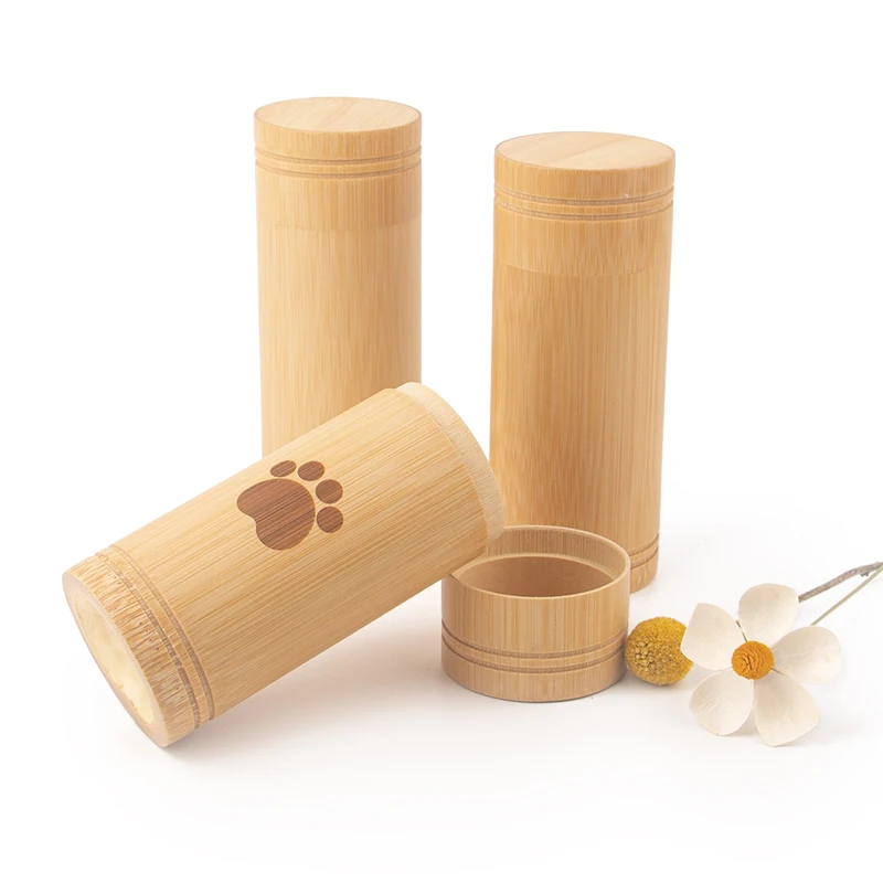 100% biodegradable urn bamboo pet urne for ashes pet Cremation Urns bamboo scattering tube ready to ship