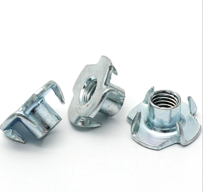 Steel Galvanized Insert Tee Nuts With Prongs carbon steel four claw nut hole zinc plated furniture four claw nut