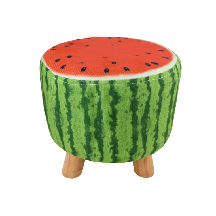 Fabric cushions wooden pouf foot stool upholstered ottoman bar stool shoe stool