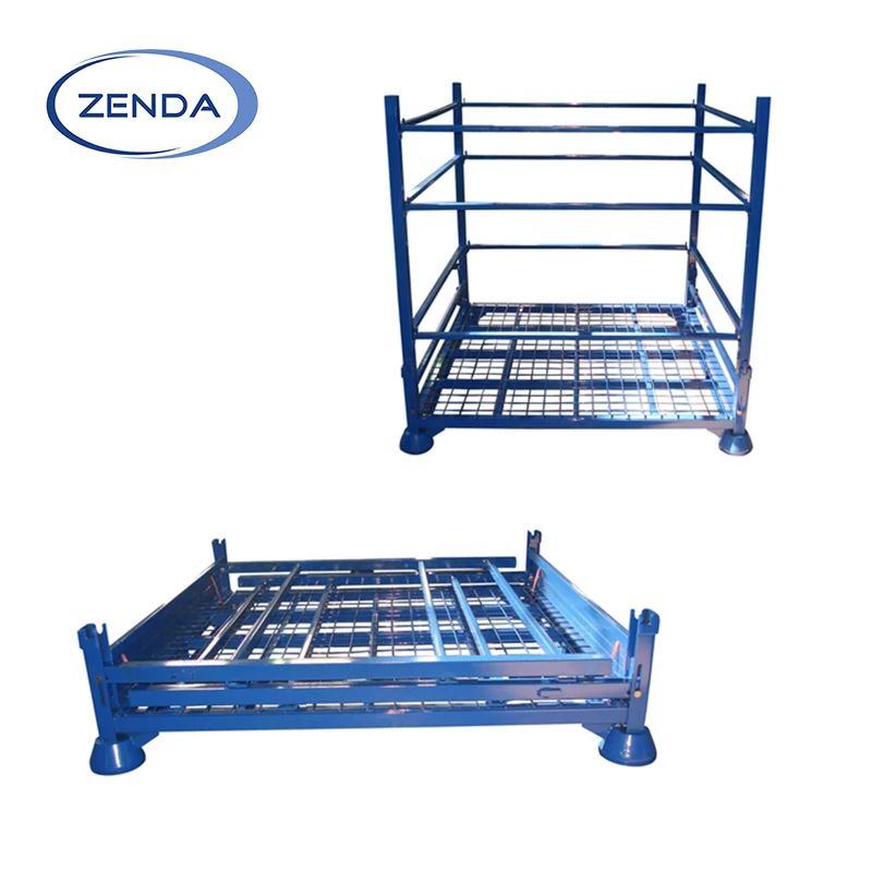складной хранения штабелирование оцинкованной металлической стальной проволочной сетки поддон клетка для продажи