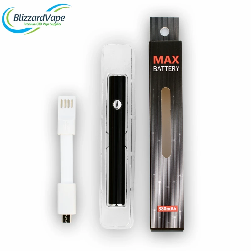 Blizzard Wholesale Max Vape Cartridge Battery Pen 380mah Adjustable Voltage 510 Thread Vape Pen Battery