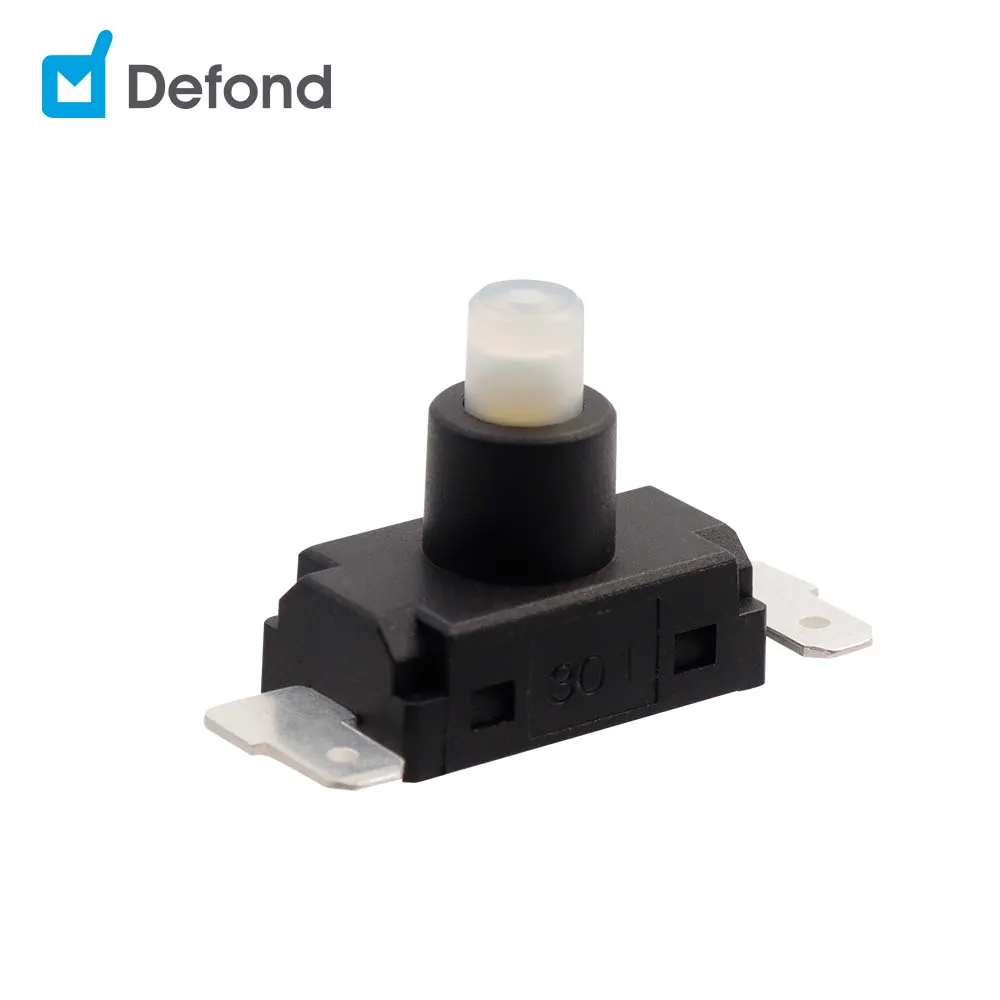 Defond manufacturer 2pin pushbutton 125Vac 250Vac 16A 8A 7(7)A CPN-1116-0-AAL31-02R T85 SPST mini push button switch UL