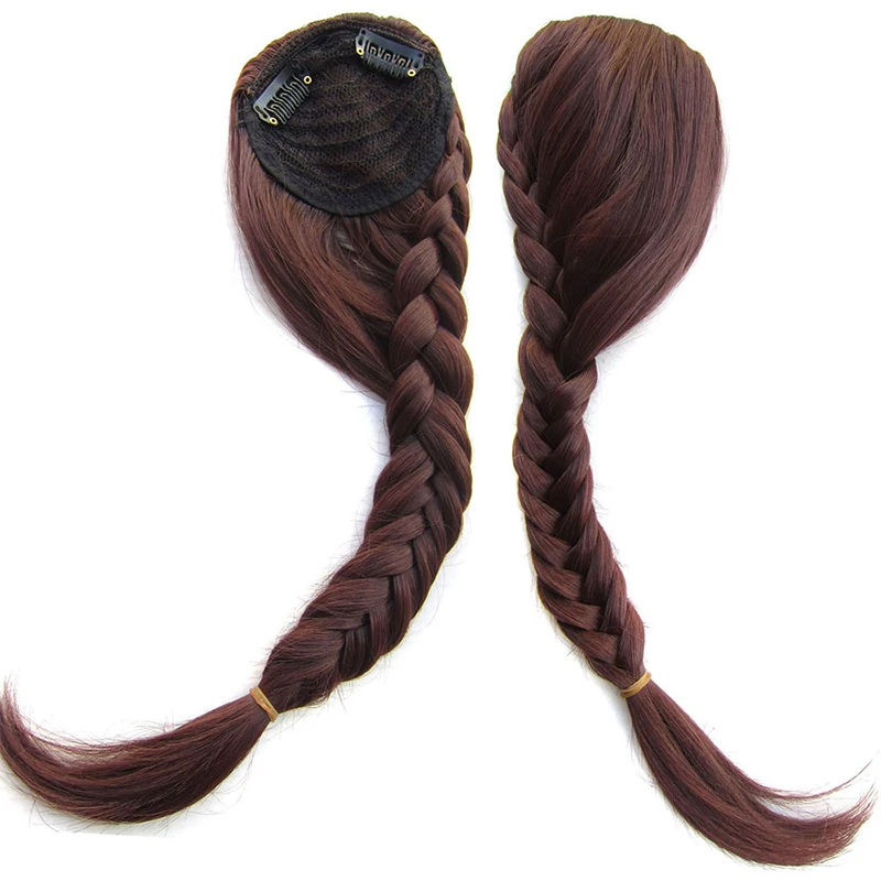
Bridal Gradient Bangs Hair Extensions,Oblique Bangs Braided Hair Accessory Brown Black 