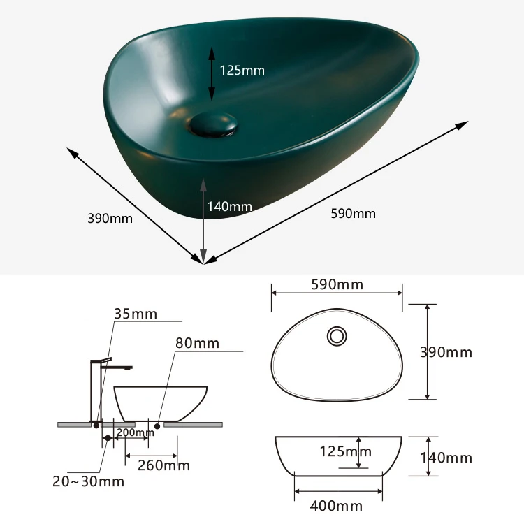 Modern Sanitary Ware Above Counter Top Novel Design Ceramic Bathroom Sink Oval Unique Hand Wash Basin