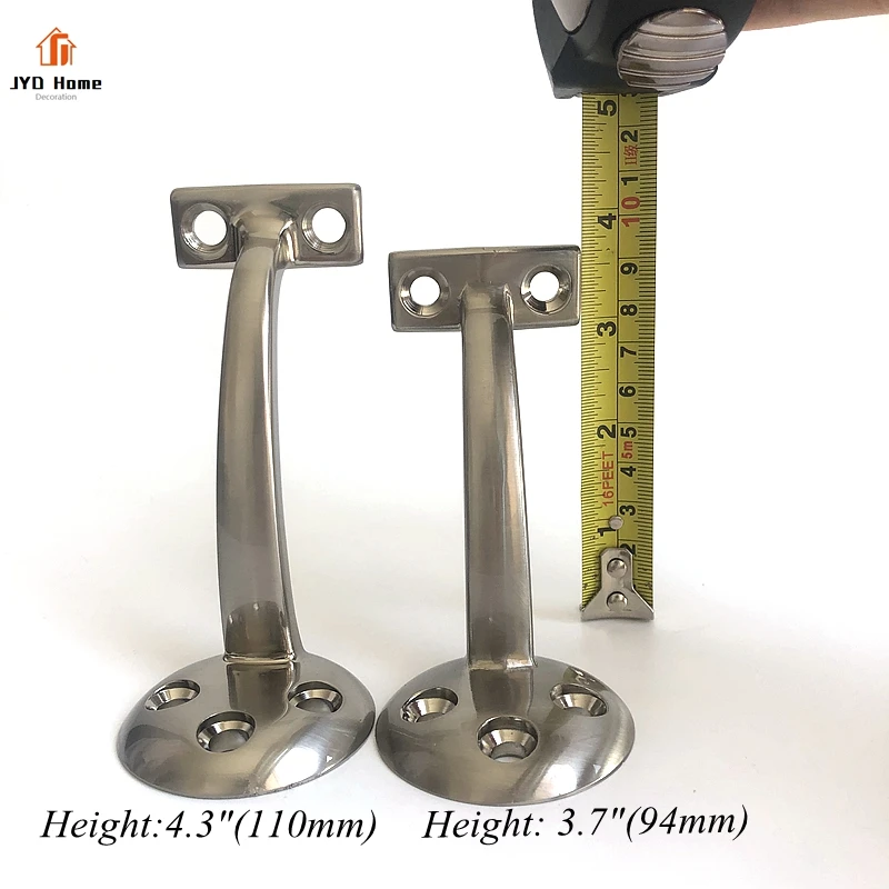 Wholesale Solid Heavy Duty Round Wall Mounted Brushed Brass Handrail Brackets for Wood Handrail Factory Direct with Round Base