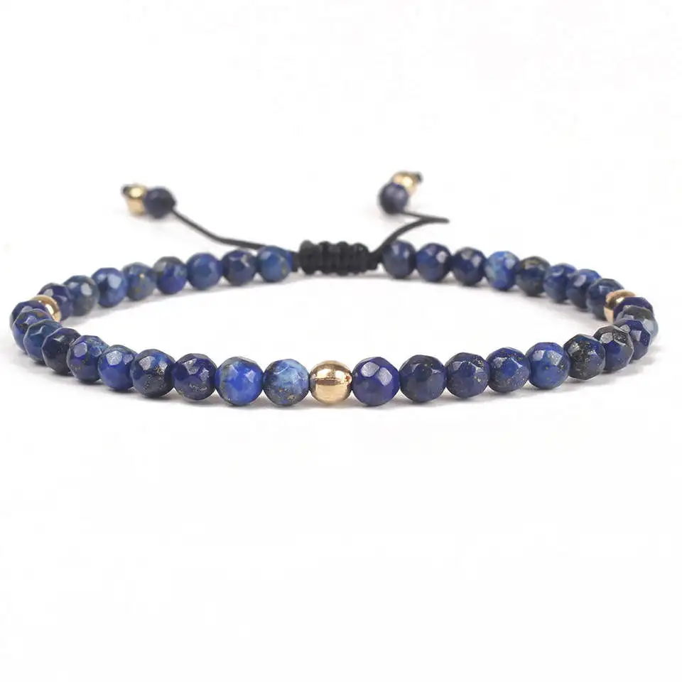Custom Natural Stone Bead Bracelet Rose quartz amethyst 7 Chakras adjustable length 4mm bead Bracelet