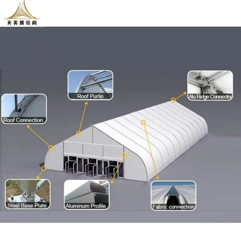 Custom 2024 New Large Aluminum Frame Curve Tent Marquee Canopy Tent for Indoor Tennis Court Roof