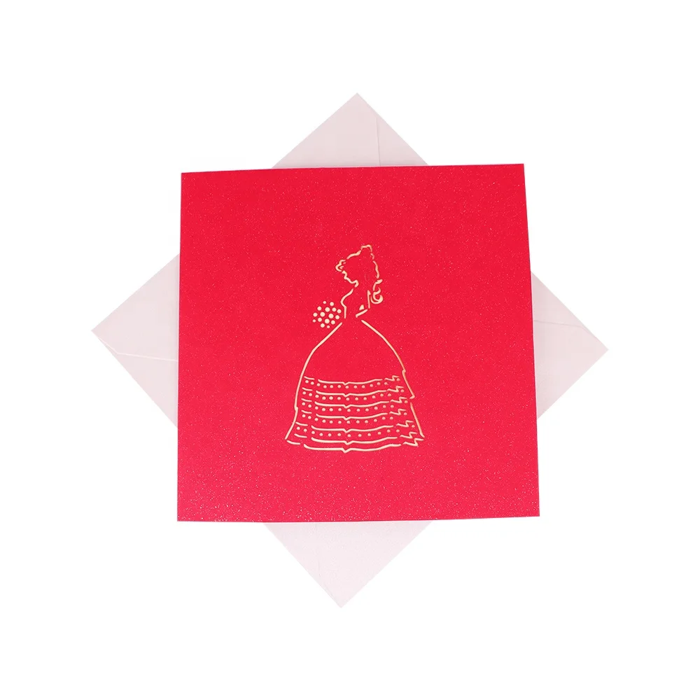 WINPSHENG Customizable  3d pop up all occasion greeting cards quinceanera invitations hochzeitskarte