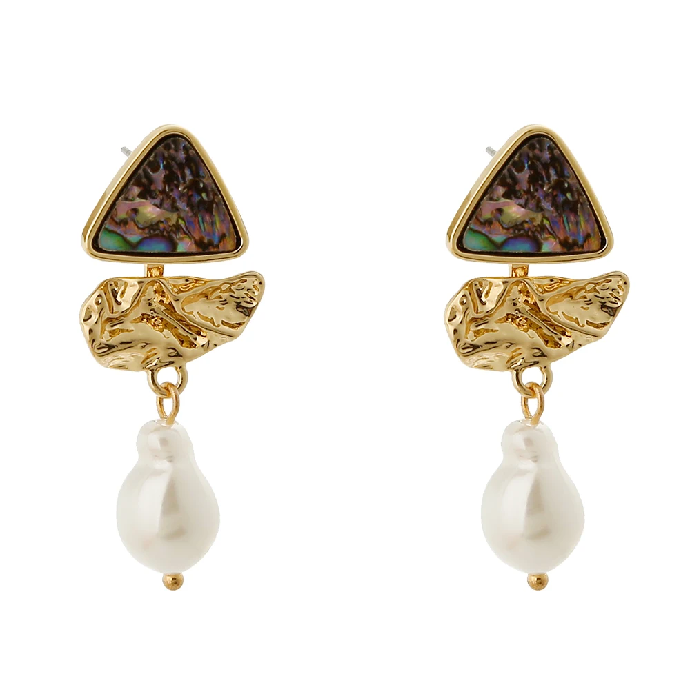New Creative Design Can Split The Triangle Natural Abalone Pearl S925 Silver Earrings Jewelry