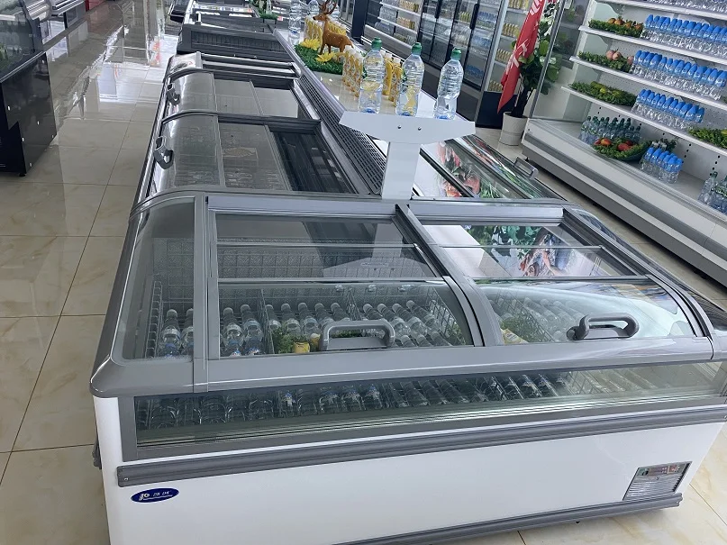 Раздвижная стеклянная дверь морозильная камера для супермаркетов промышленная