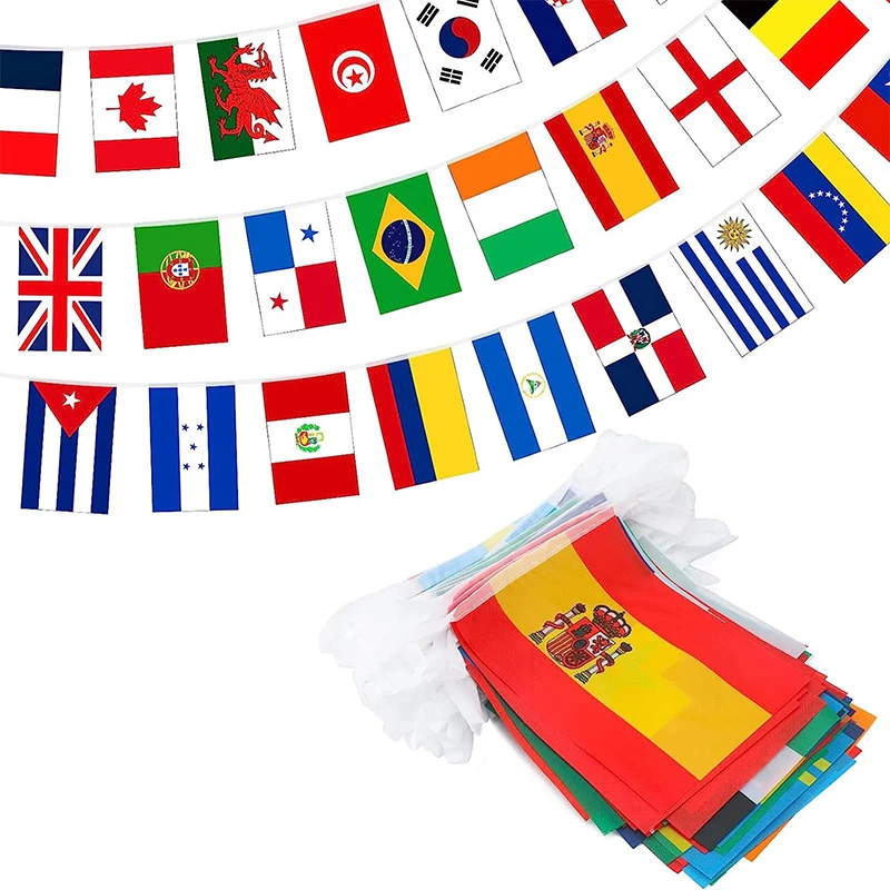 Fabric Polyester String Flag Event Display Pennant Bunting Banner Custom Bunting Wholesale 100D Polyester Bunting