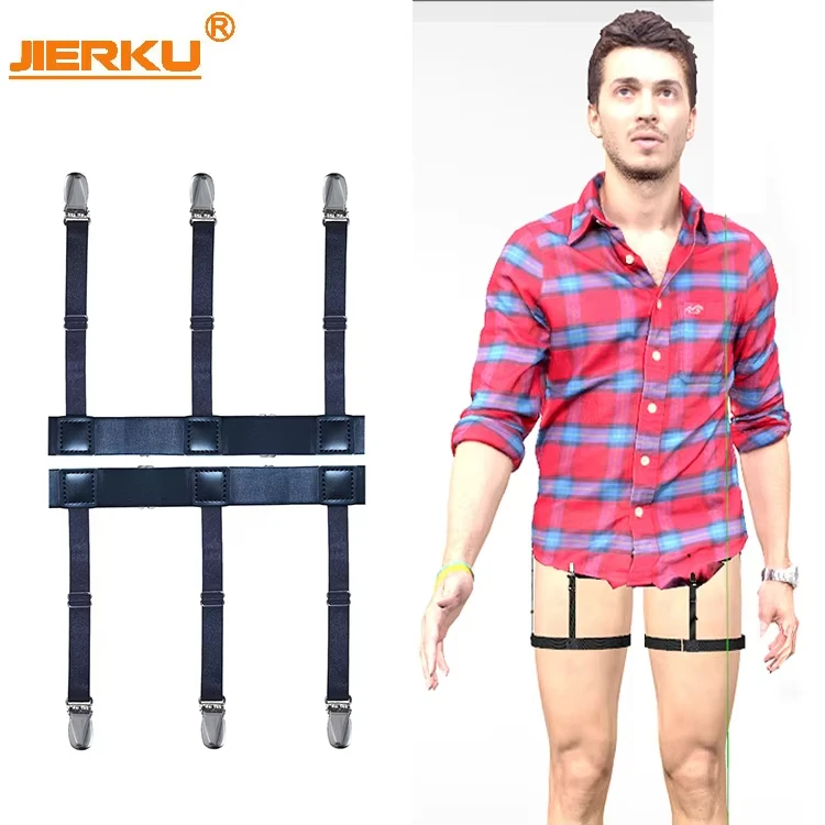 Factory Wholesale Adjustable Elastic Garter Belt for Men Custom Size High Configuration Metal Clip Made Genuine Leather Nylon PU