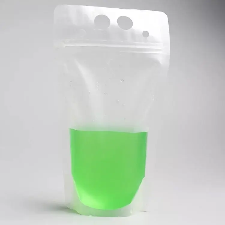 500ml No Printing Matte Stand up Zipper Clear Food Plastic Drink Juice Pouch With Straw