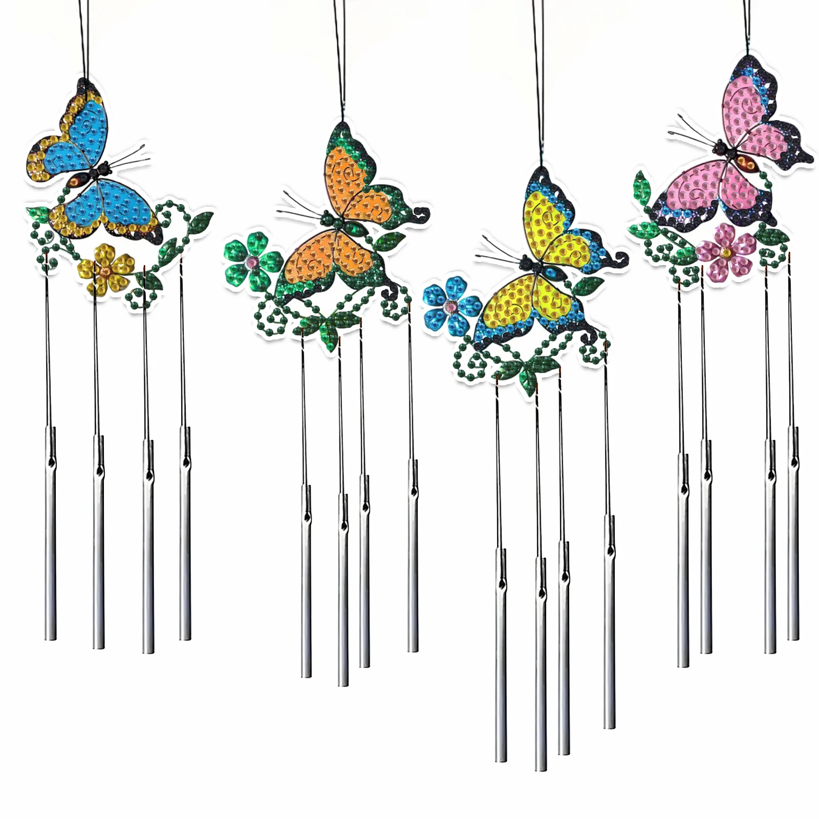 DIY diamond arts crafts creative design dot drill 3D DIY hanging pendant christmas accessory sparkle butterfly wind chime