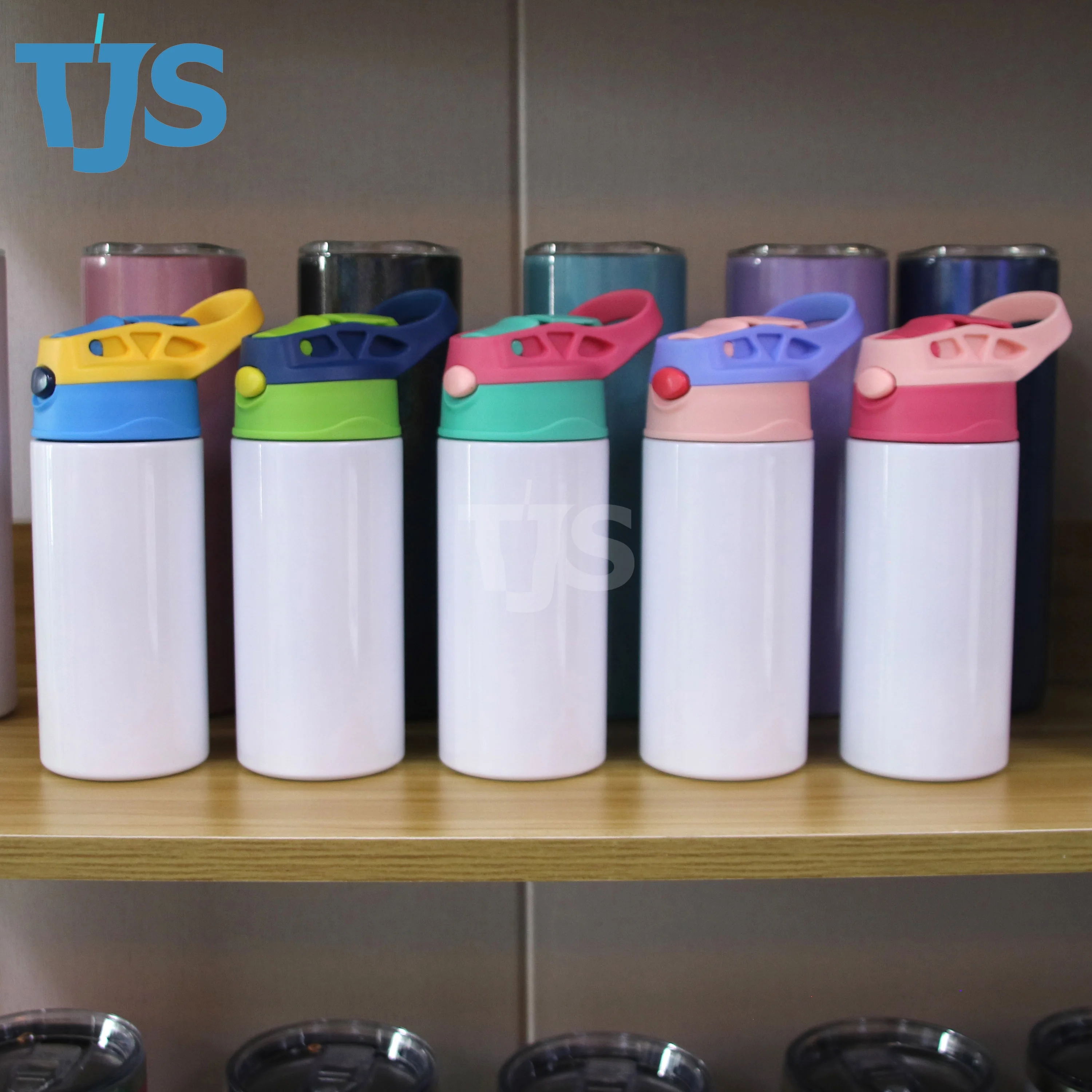 350ml Kids stainless steel sublimation sippy water bottle small straight and children DIY tumbler with straw pop top lid