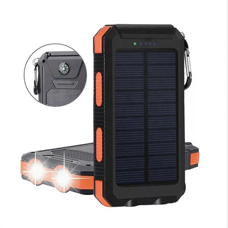 2021 Waterproof IP68 Solar power bank 20000mah 10000mah , Dual USB Portable Solar power station Solar smartphone charger