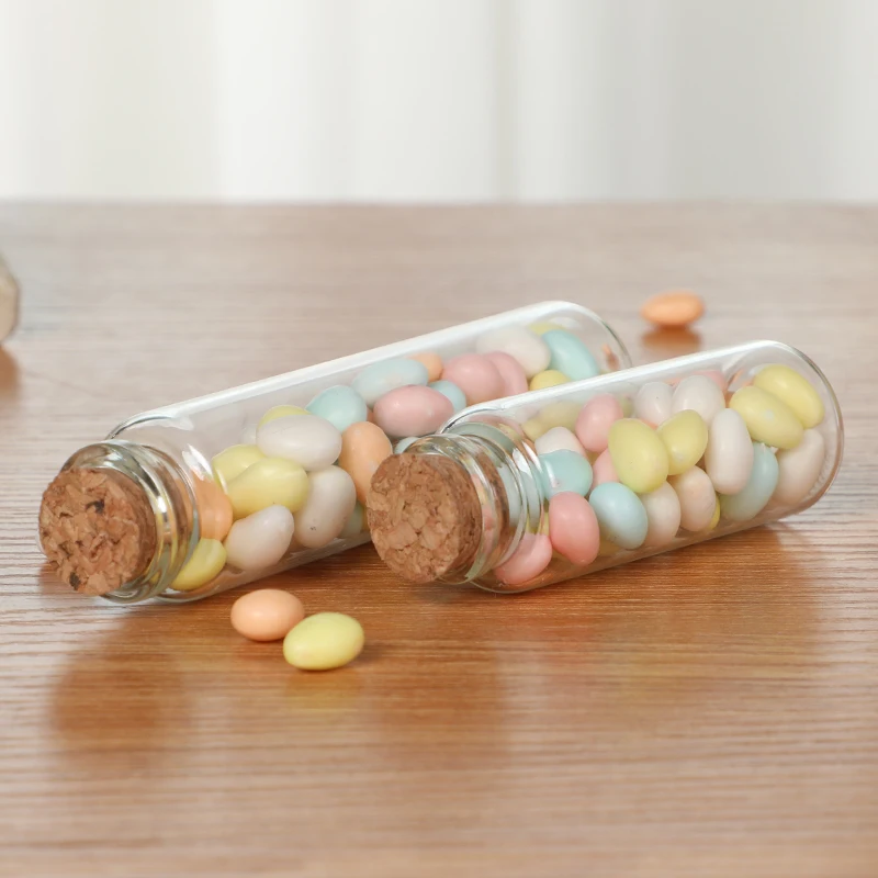 Wholesale European style  High Quality Wedding  Clear glass jar round with cork lid  for candy