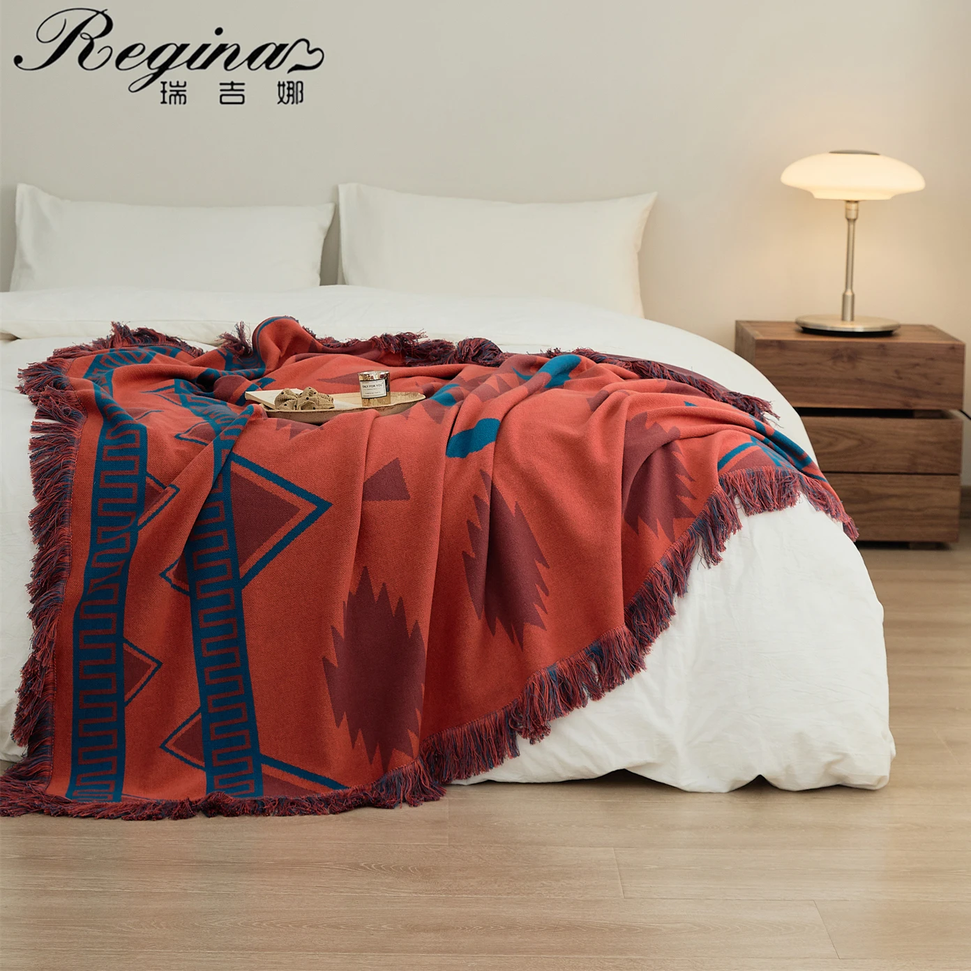 Современное шикарное вязаное одеяло с геометрическим рисунком, Изысканный племенной декор для комнаты, гобеленовое одеяло, переносное дорожное покрывало