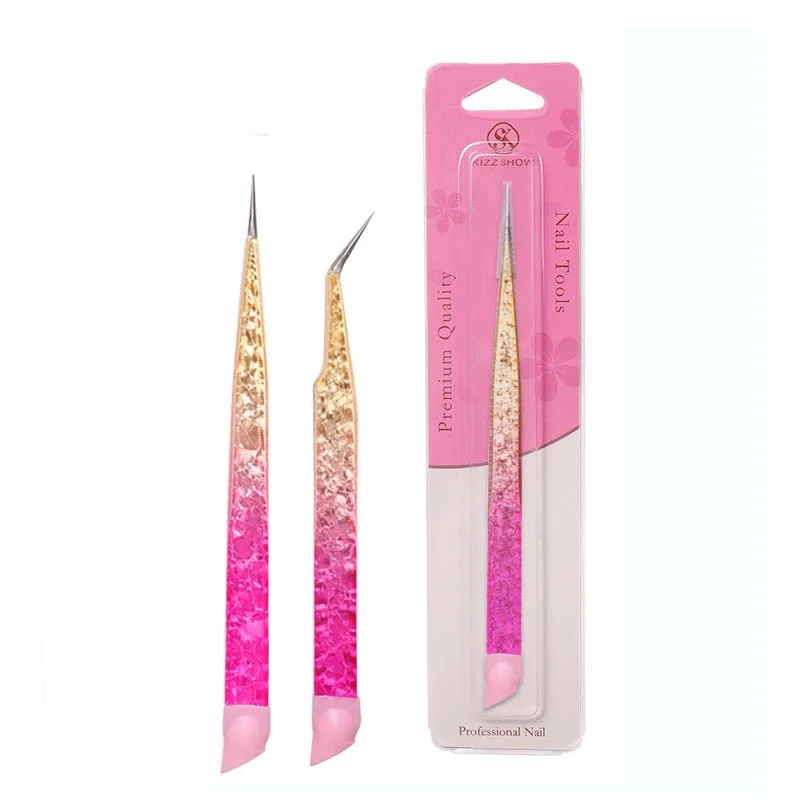 Wholesale Nail Grooming Tools Stainless Steel Manicure Nail Tweezers For Nails Charms Rhinestone