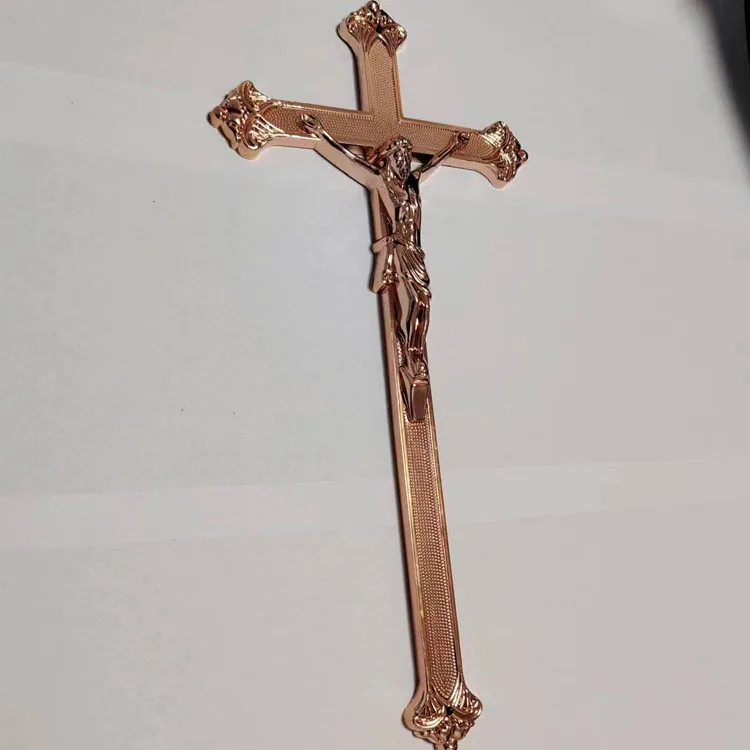 F-Jesus 8# cheap china supplier decoration for funeral bronze cross with jesus for casket plastic jesus crucifix