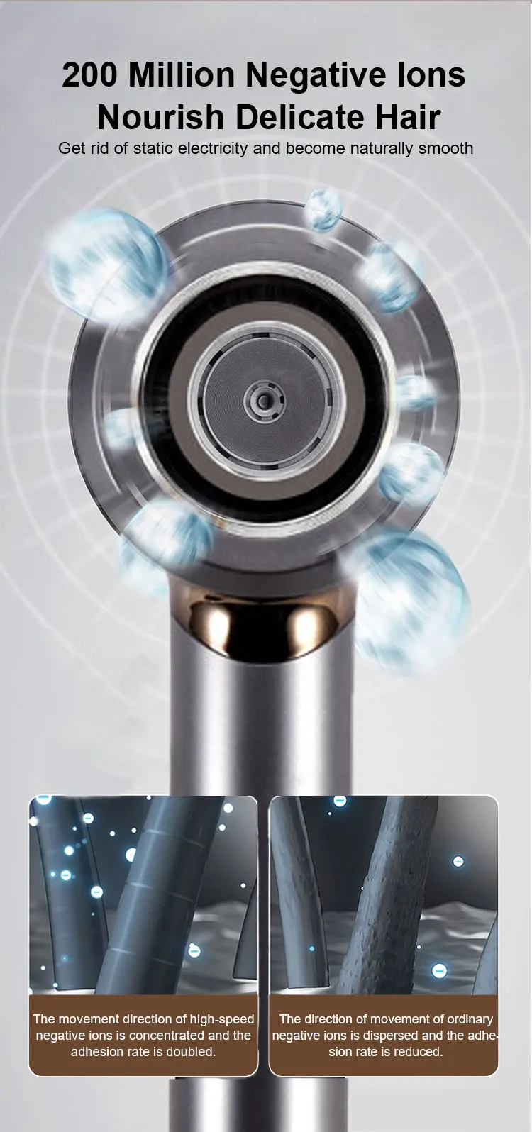 popular Low db Fast Drying Low Noise Blow Dryer Professional Ionic Hair Dryer for Home  Travel high speed hair dryer at home