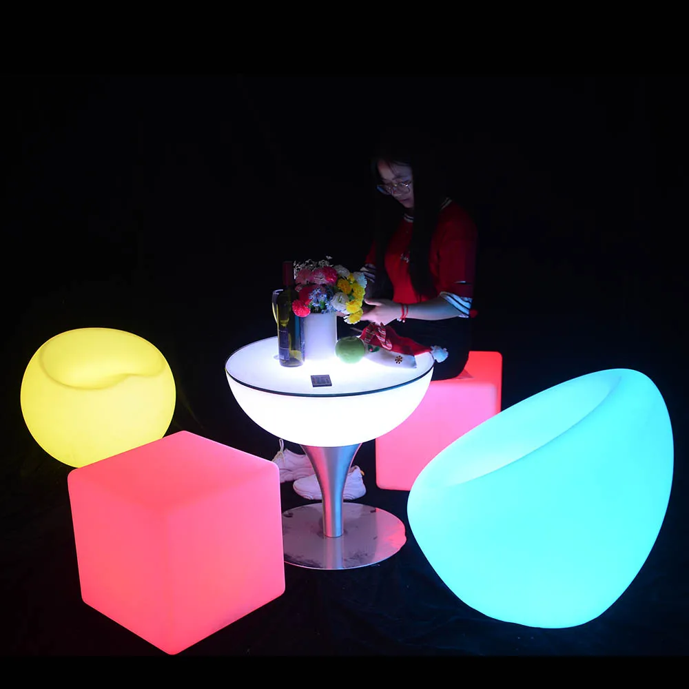 led nightclub furniture sofa glowing light up cocktail plastic furniture led bar table and chair sofa sets for event outdoor