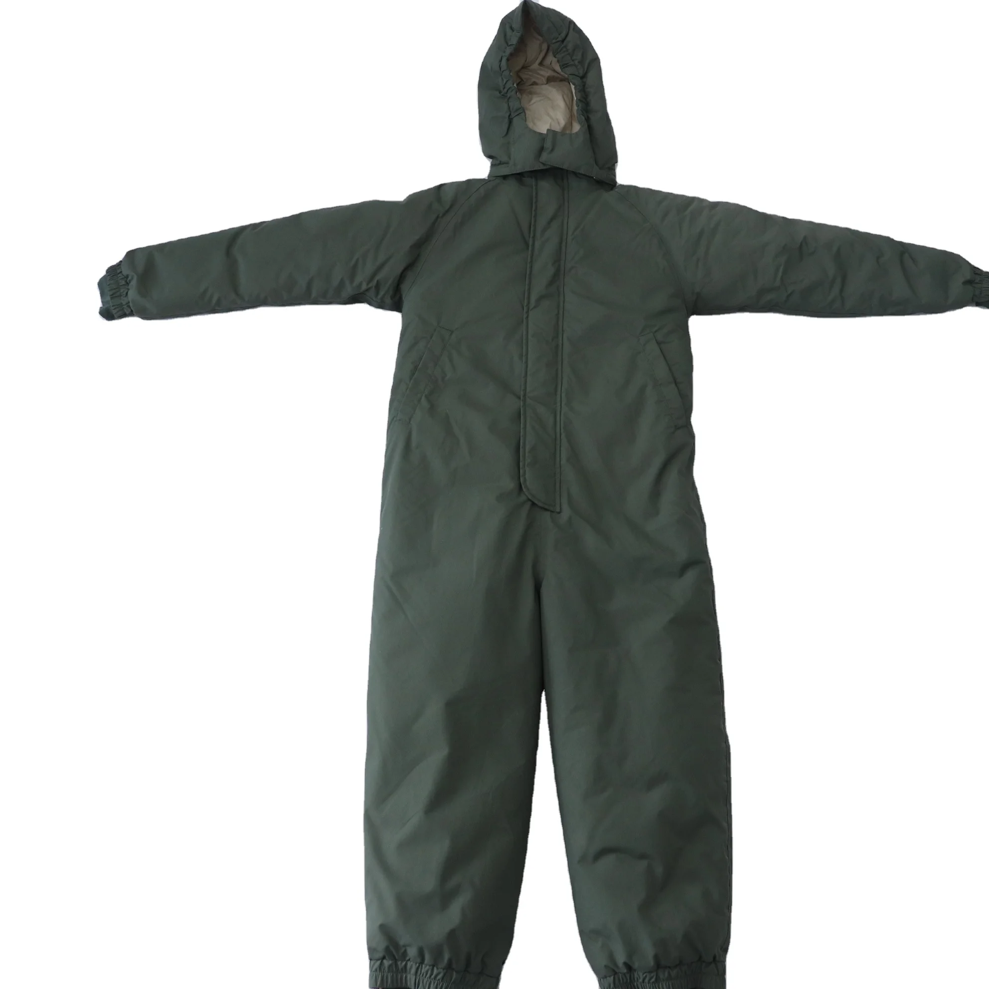 Детский цельный комбинезон, лыжный комбинезон, водонепроницаемый, ветрозащитный, со светоотражающим элементом Taslon для детей/мальчиков и девочек, темно-зеленый