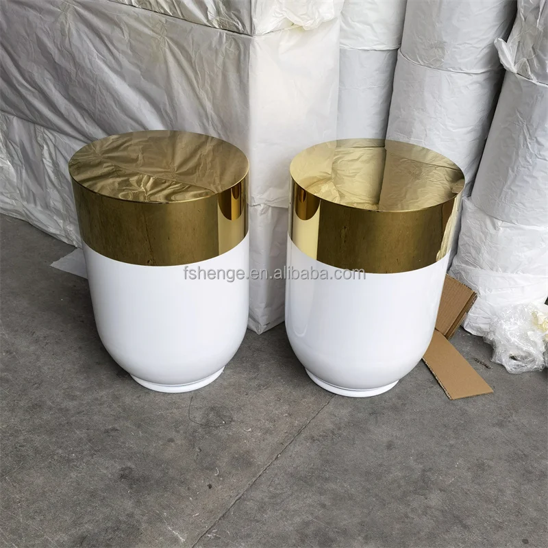 Luxury Indoor Tall Metal Matte White Flower Bowl Vase/ Gold Plants Pot For Custom
