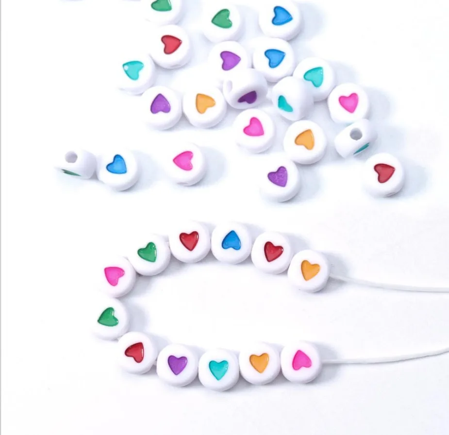 100 stalks/pack round love handmade beads DIY semi-finished acrylic beads for jewelry making Diy