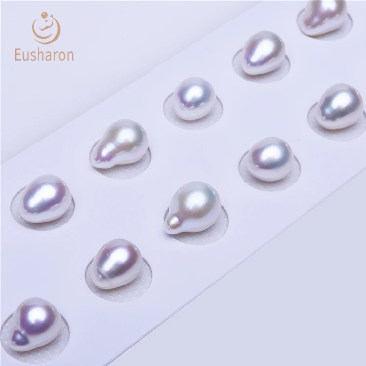 
Extreme Luster Matching Pair 7.5-10 mm AA Natural Cultured Baroque Loose Freshwater White Pearl for Earrings 