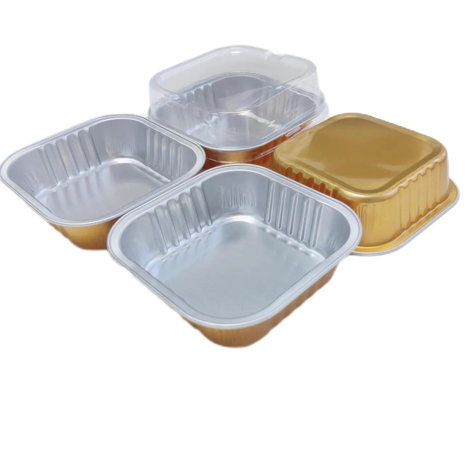 Sealable PP Foil Containers Bakery Reusable Food Canned Packaging Gold Smoothwall Aluminum Foil Tray with PP and Fo