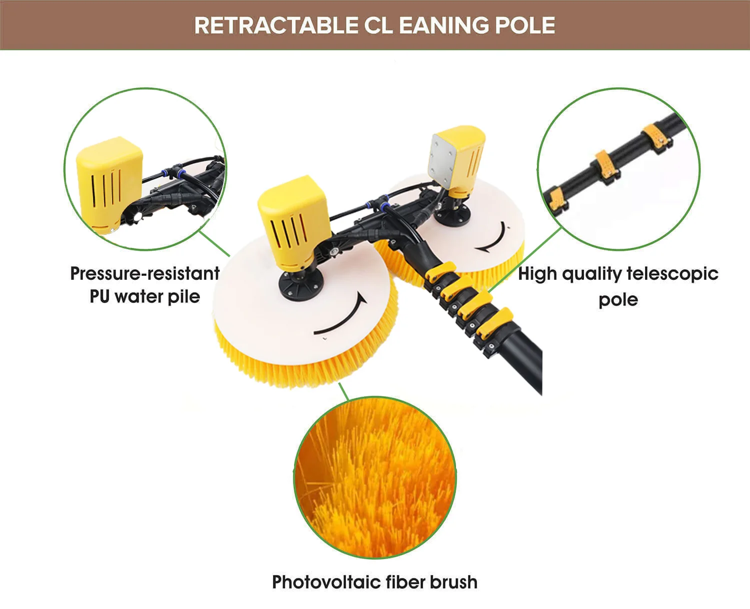 pv cleaning kit system solar washer double head brush cleaning tool equipment for pv system module clean