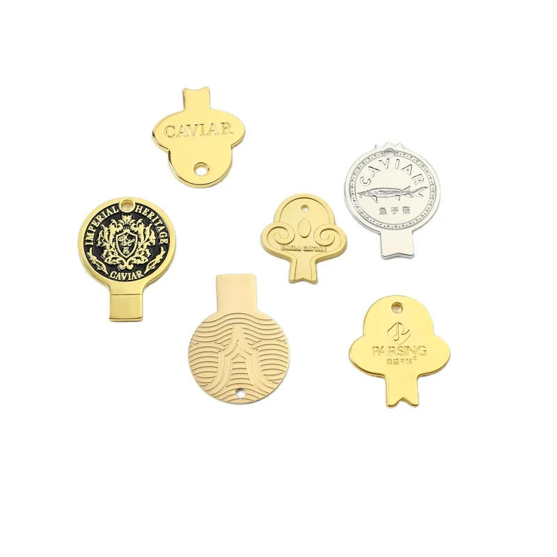 big size Custom fish logo label caviar tin opener caviar fish logos opener Keychain caviar can opener