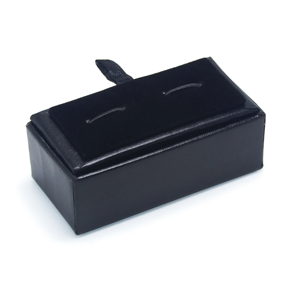 Cardboard Sponge Packing Hardboard Cufflinks Wedding Gifts Jewelry Box Case Black Leather Paper Storage Cufflink Box Wholesales