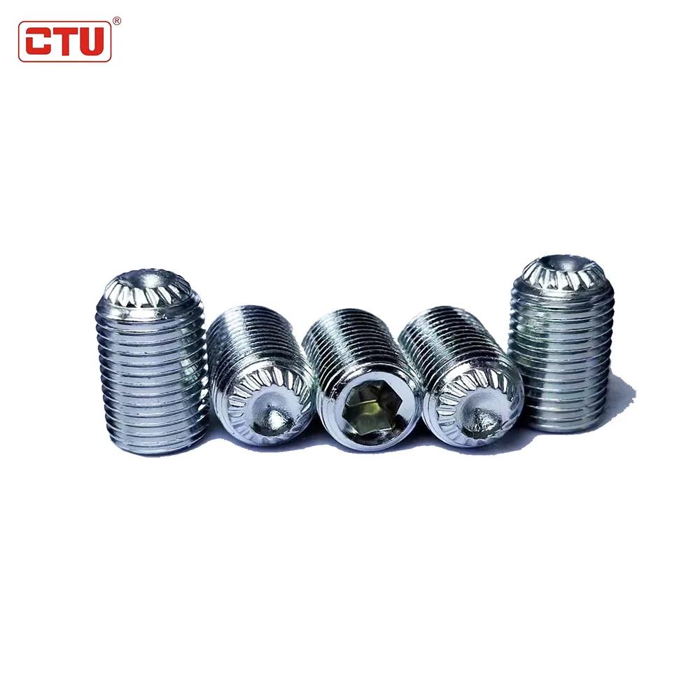 factory  alloy steel socket set screw with cup point 45H grub 12.9 DIN916K  M3-M16 fine thread with knurl