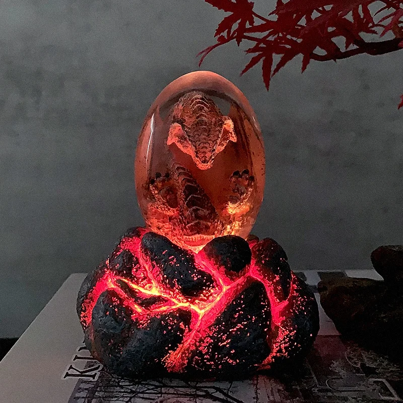 Resin Dragon Egg Crafts Luminous transparent ornaments animal statue folk crafts desk decoration