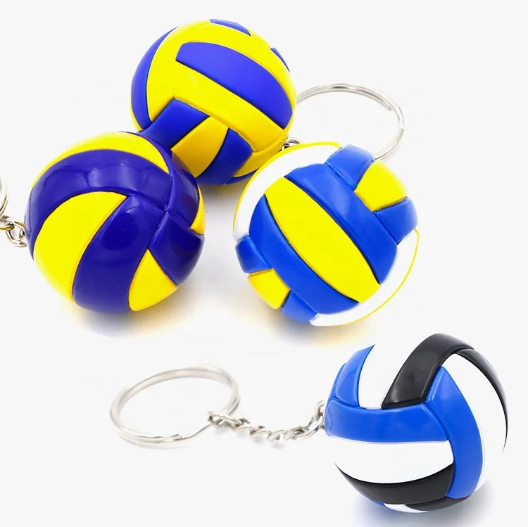 Cheap mini sports souvenir gifts keychain custom volleyball shape print logo ball keychain wholesale
