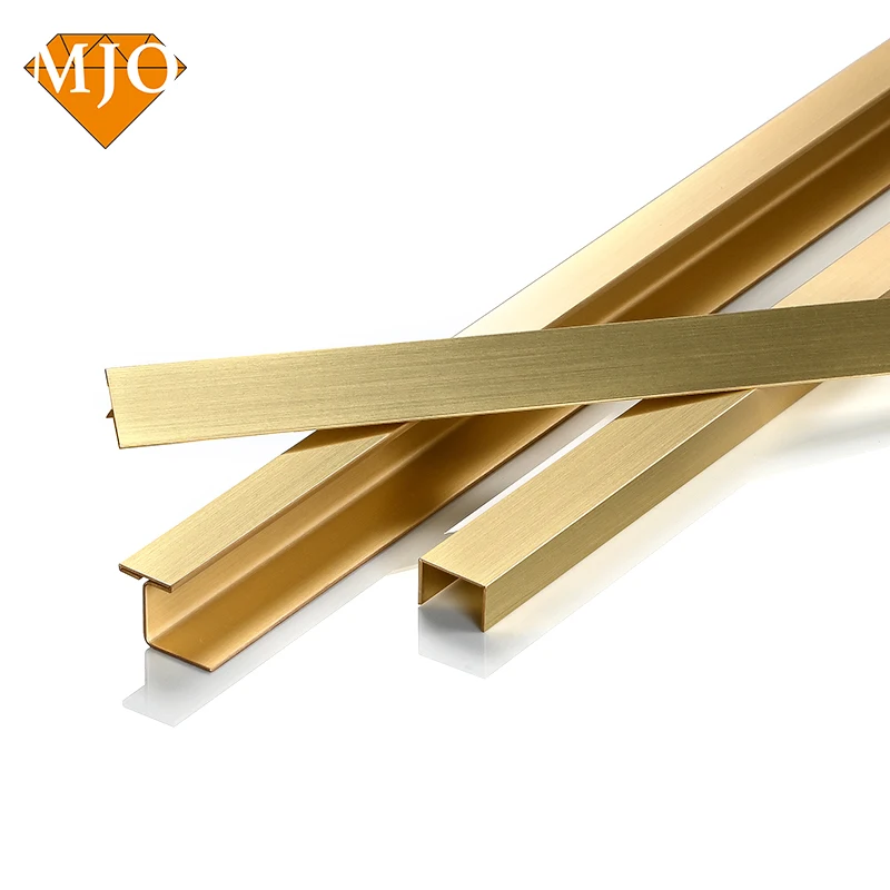 Foshan New Design Brass Tile Trim Tile Profiles For Wall Decoration OEM Logo U Shape Copper Tile Trim Metal Trim Strips