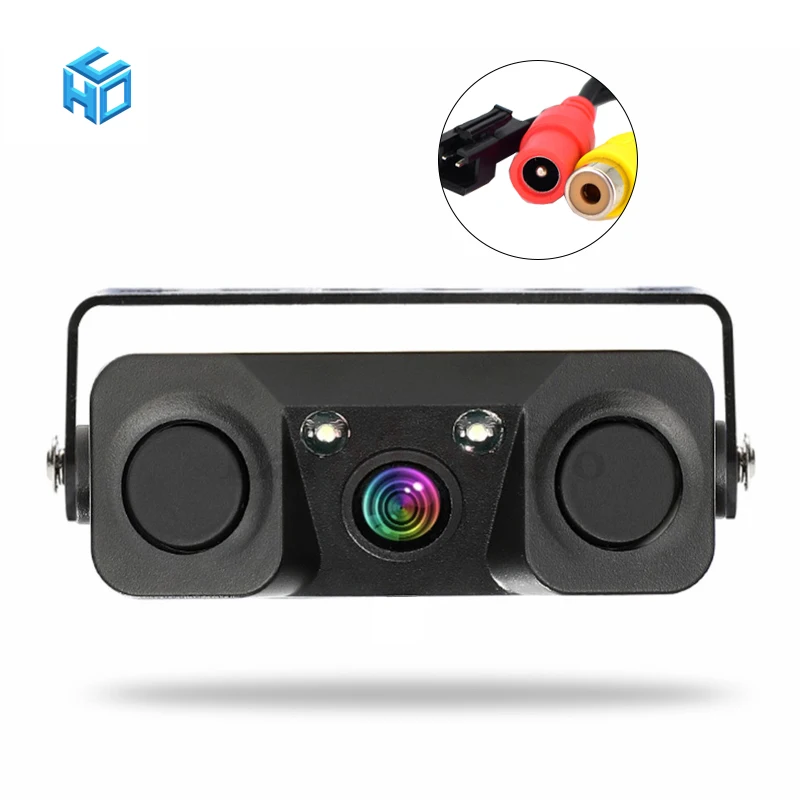 3 in 1 Car Parking sensor Rear View Backup Camera with 2 Sensors Indicator buzzer Alarm Reverse Radar Alarm System