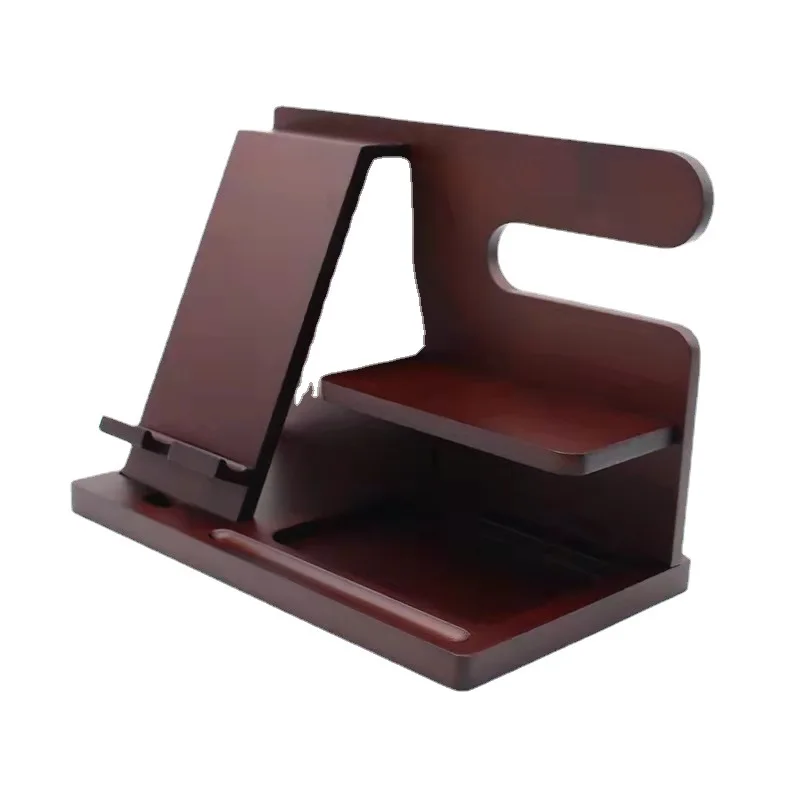 Bamboo Wood Phone Docking Station Key Holder Wallet Stand Watch Organizer and Accessories