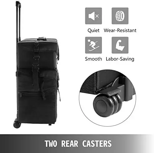 2 in 1 professional nylon makeup beauty cosmetic jewelry artist nail polish case rolling zipper trolley travel train suitcase